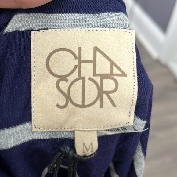 Chaser Navy Blue and Gray Striped Sleeveless Strappy Back Top Size Medium - Picture 6 of 7